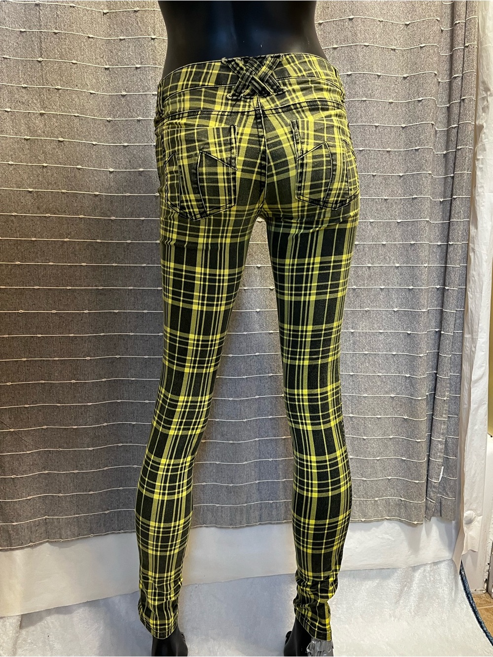 Tripp NYC Yellow Plaid Rocker Skinny Jeans - Picture 3 of 6